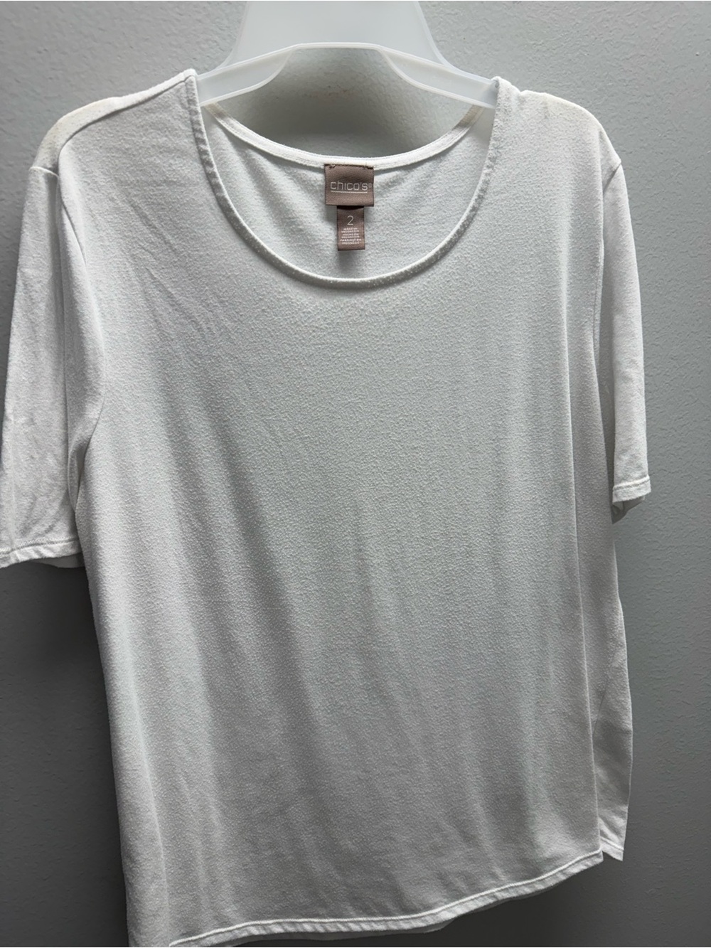 Chico's White Crewneck Short Sleeve Top
